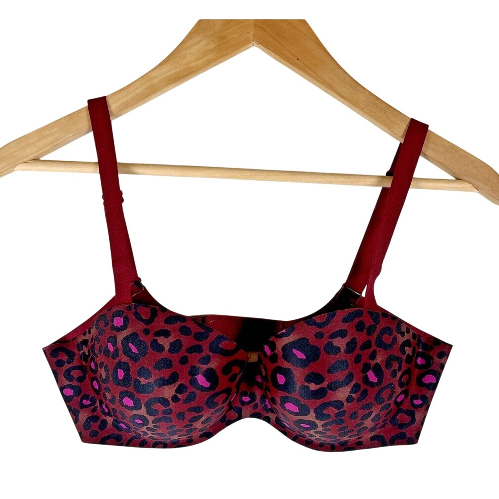 Victoria Sport by Victorias Secret Bra Sz 32C Burgundy Red Leopard Print